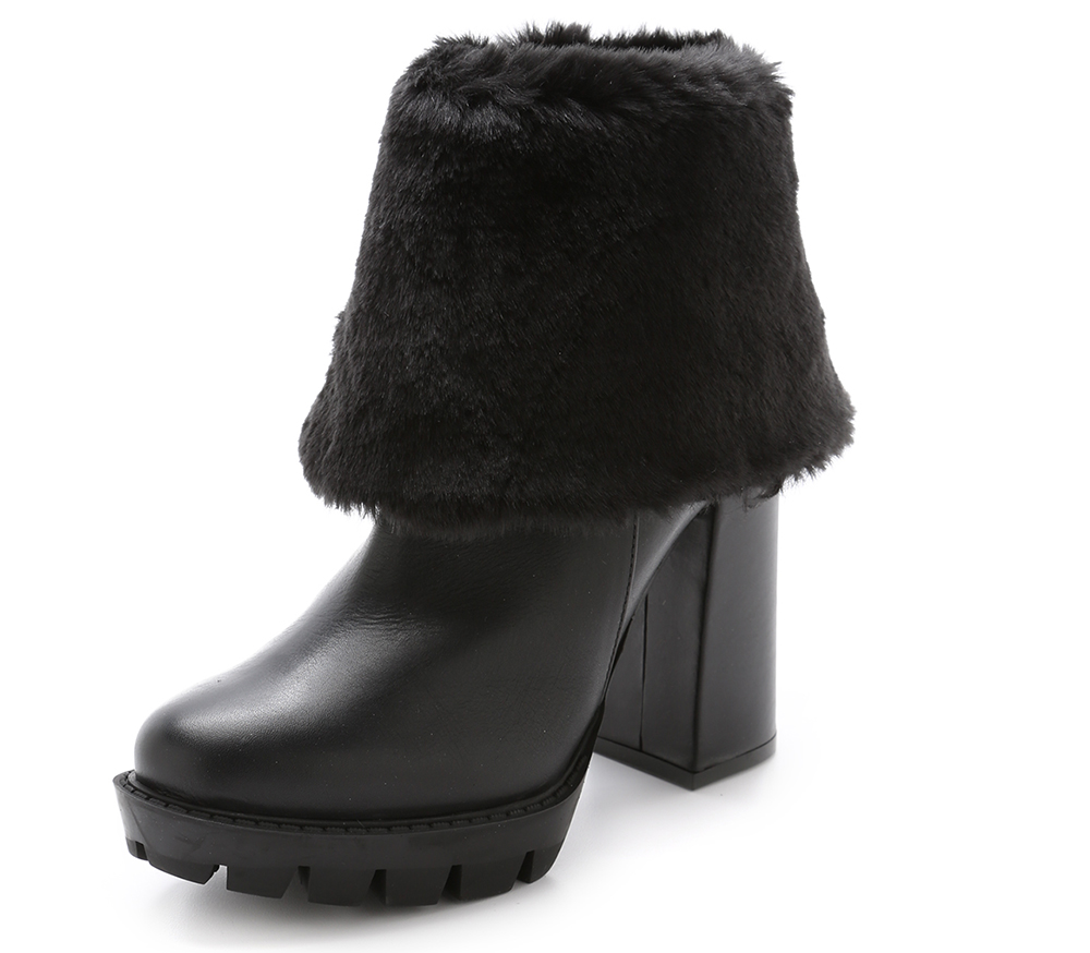 Studio Pollini Faux Shearling High Heel Booties