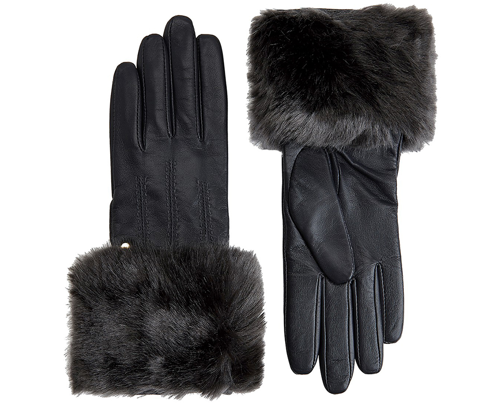 Ted Baker Jania Faux-Fur Leather Tech Gloves