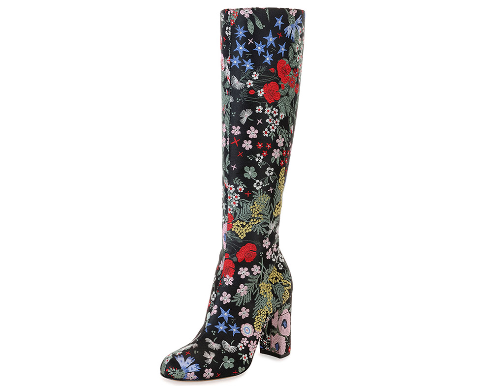 Valentino Garden-Print Leather Knee Boot