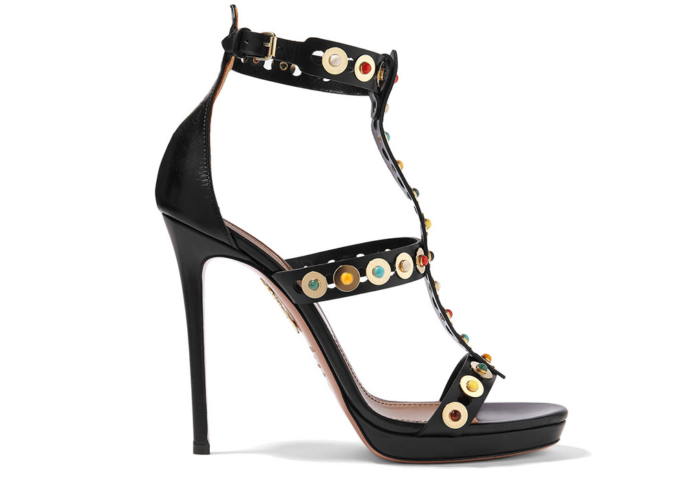 Aquazzura Byzantine Embellished Leather Sandals