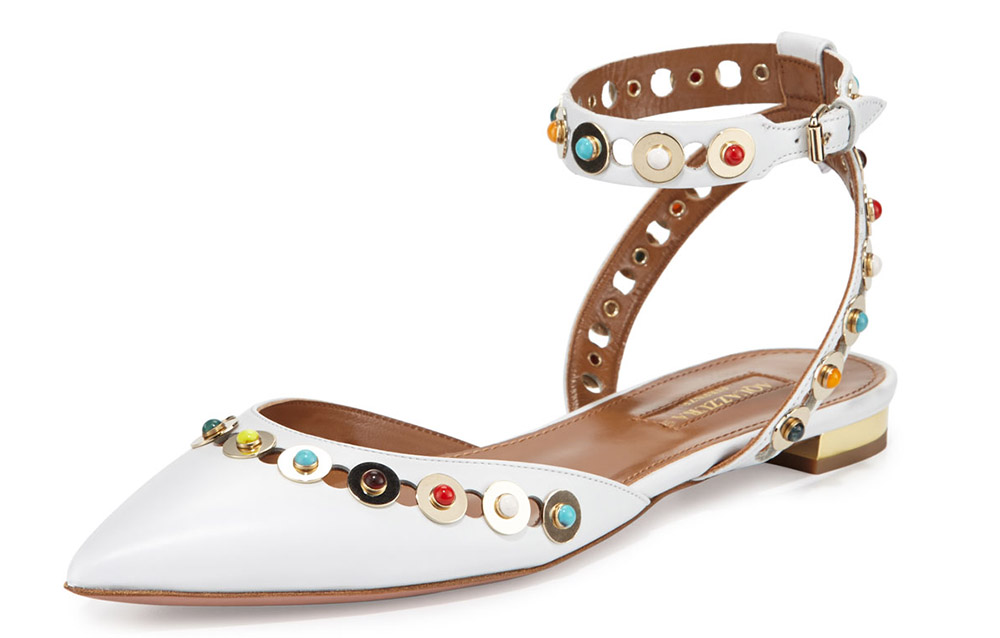 Aquazzura Byzantine Studded Leather Flat