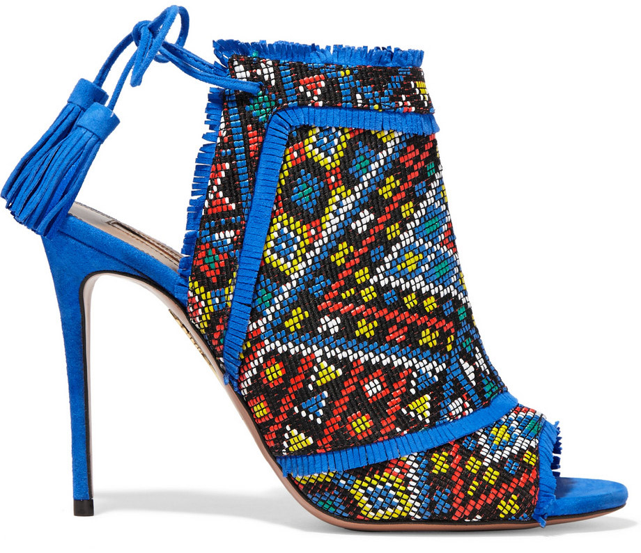 Aquazzura Colorado Embroidered Suede Sandals