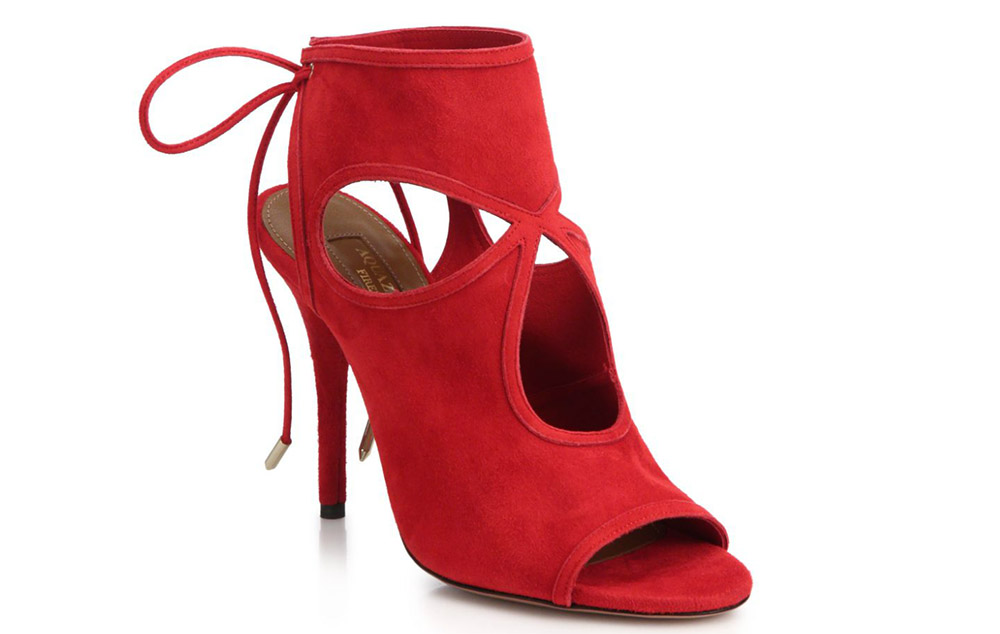 Aquazzura Sexy Thing Cutout Suede Tie-Back Sandals