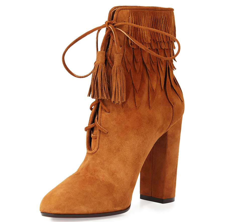 Aquazzura Woodstock Suede Fringe Bootie