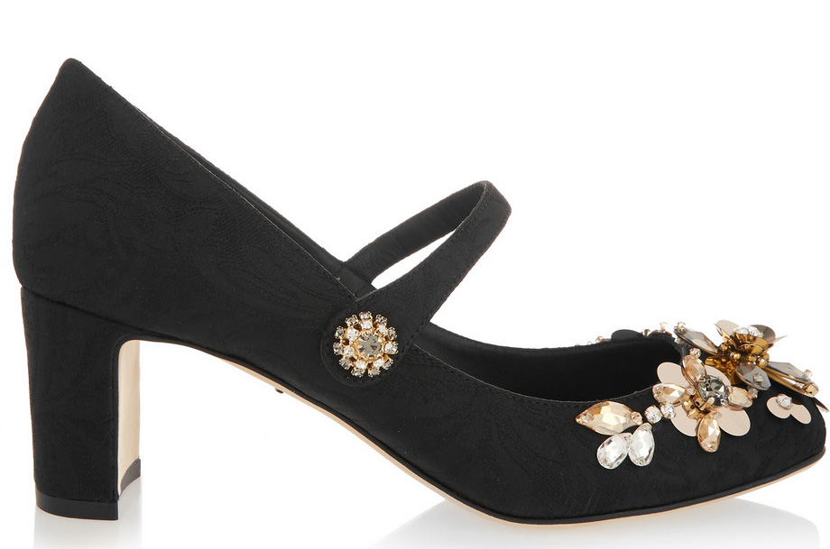 Dolce and Gabbana Embellished Brocade Mary Jane Pumps