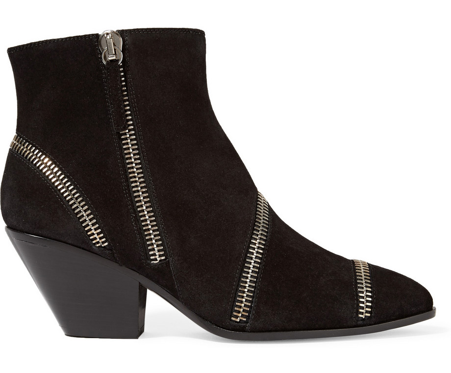 Giuseppe Zanotti Zip-Embellished Suede Ankle Boots