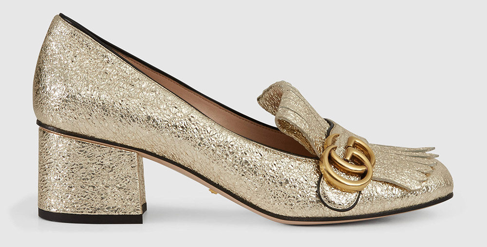 Gucci Metallic Mid-Heel Pump