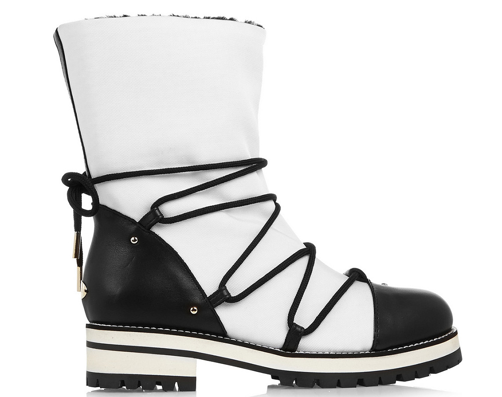 Jimmy Choo Shearling-Lined Leather and Pique-Shell Boots