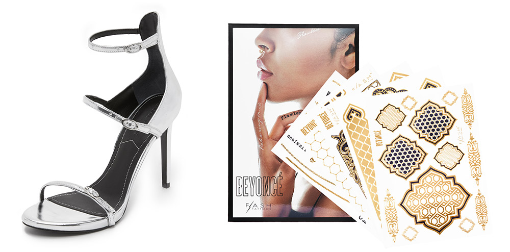 Kendall + Kylie Audra Strap Sandals [$130 via ShopBop]  Flash Tattoos Beyoncé x Flash Tattoos [$28 via Sephora]  