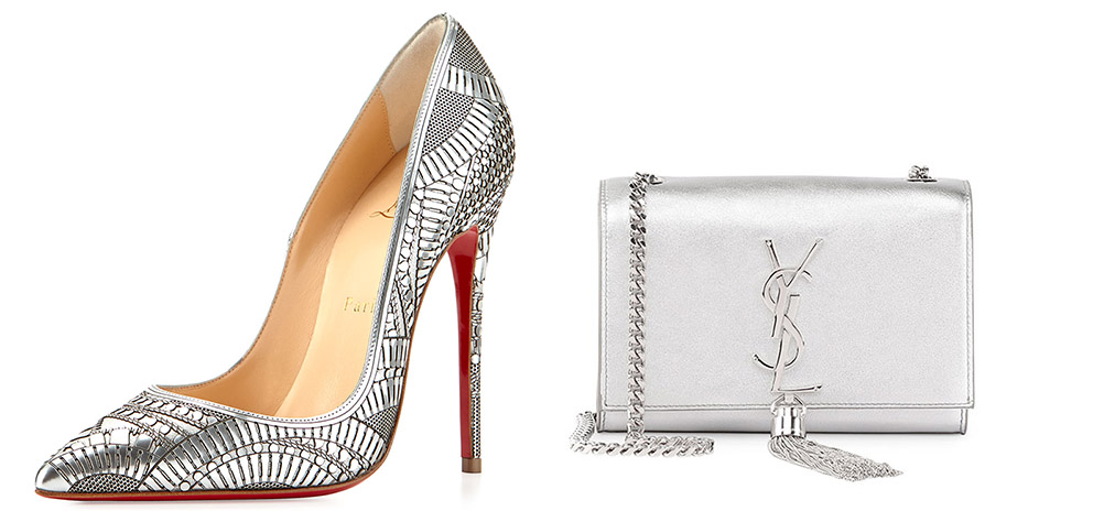 Christian Louboutin  Kristali Laser-Cut Leather Pump [$1,195 via Bergdorf Goodman] Saint Laurent	 Monogram Small Flap Crossbody Bag [$1,990 via Bergdorf Goodman] 