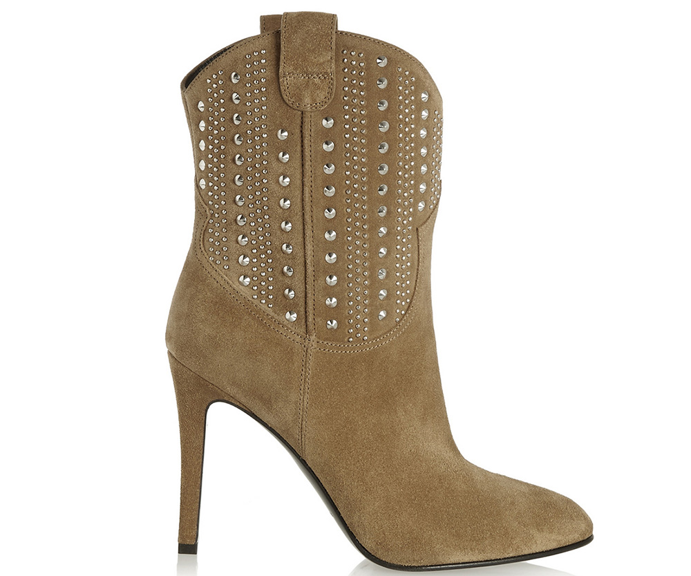 Saint Laurent Debbie Studded Suede Ankle Boots