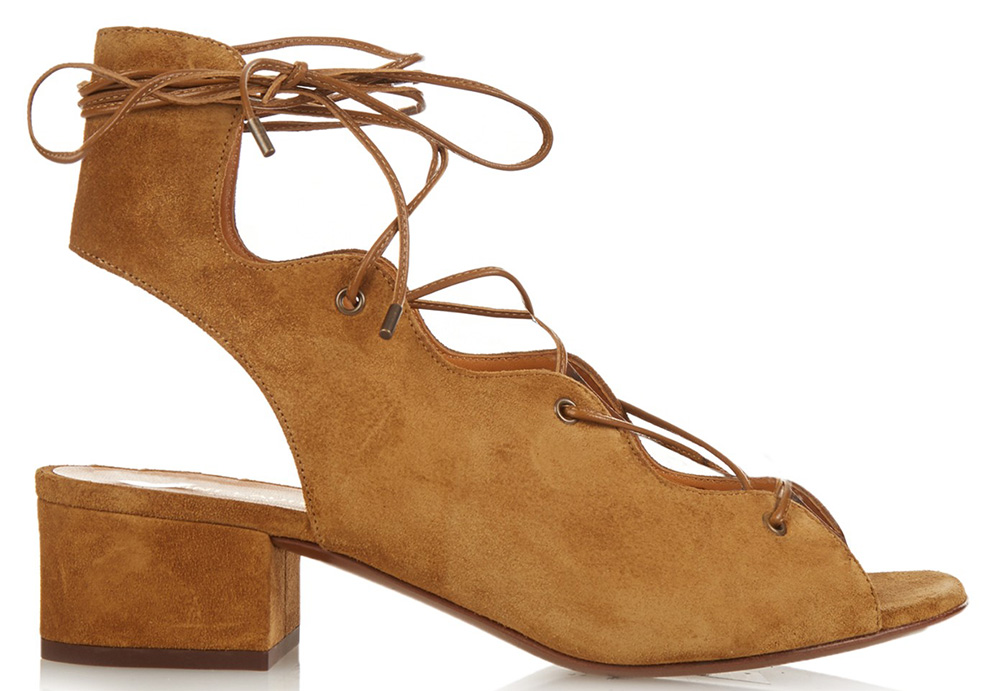 Saint Laurent Lace-Up Suede Sandals