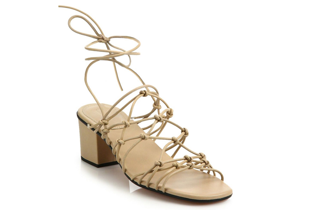 Chloe Knotted Leather Ankle-Wrap Sandals copy