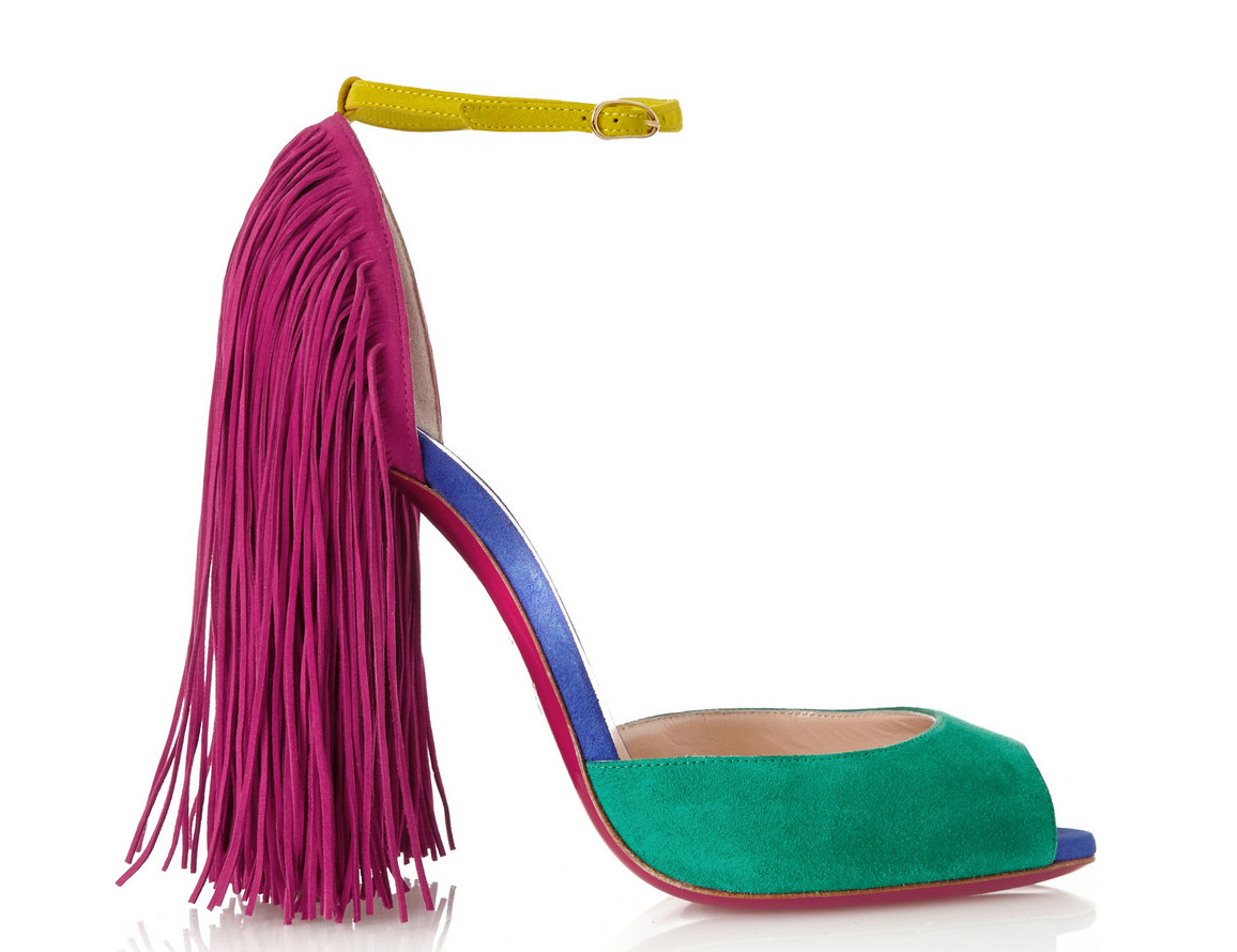 Christian Louboutin Otrot Fringed Color-Block Suede Sandals