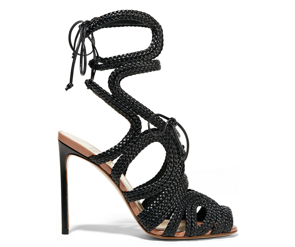 Francesco Russo Braided Patent-Leather Sandals