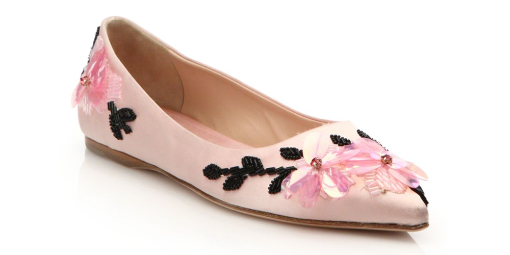 Giambattista Valli Embellished Satin Flats