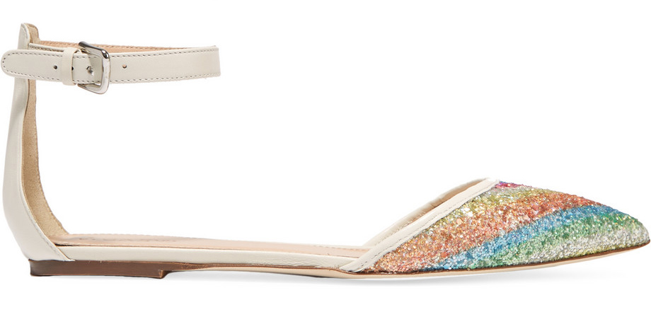 J. Crew Sequined Leather Point-Toe Flats