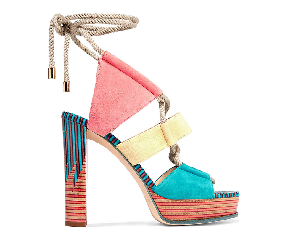 Jimmy Choo Halley Color-Block Suede Sandals