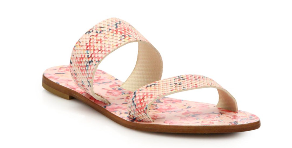 Joie Sable Floral-Print Leather Slide Sandals