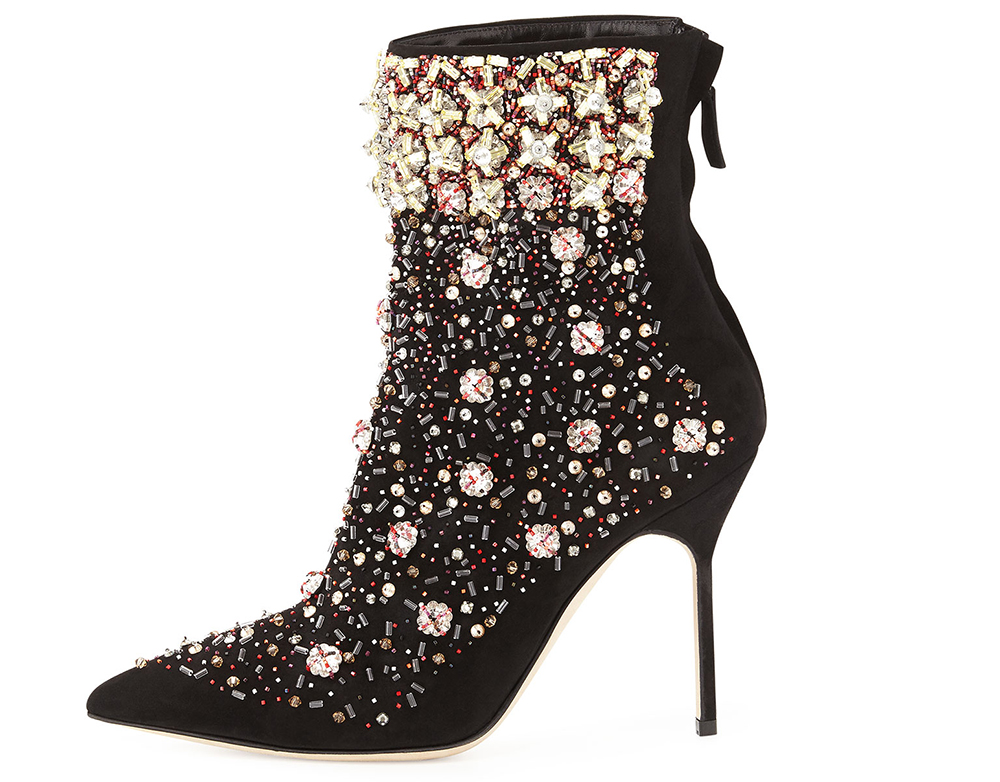 Manolo Blahnik Zarina Embroidered Suede Boot