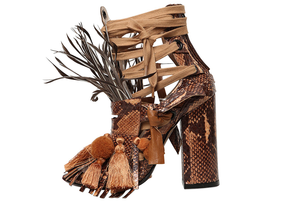 N&deg;21 Feathers Elaphe Snakeskin Sandals