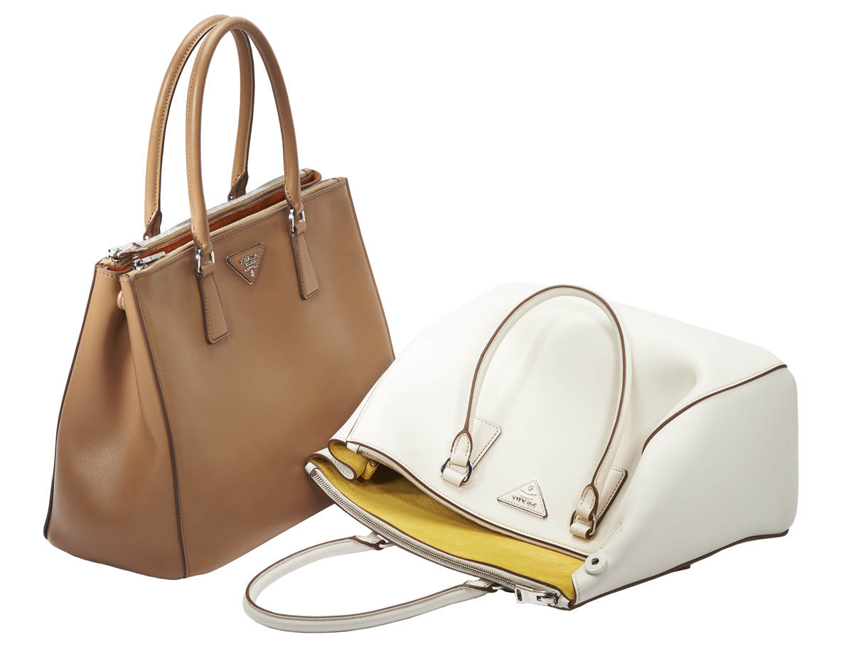 Prada Galleria Bags Tan and White