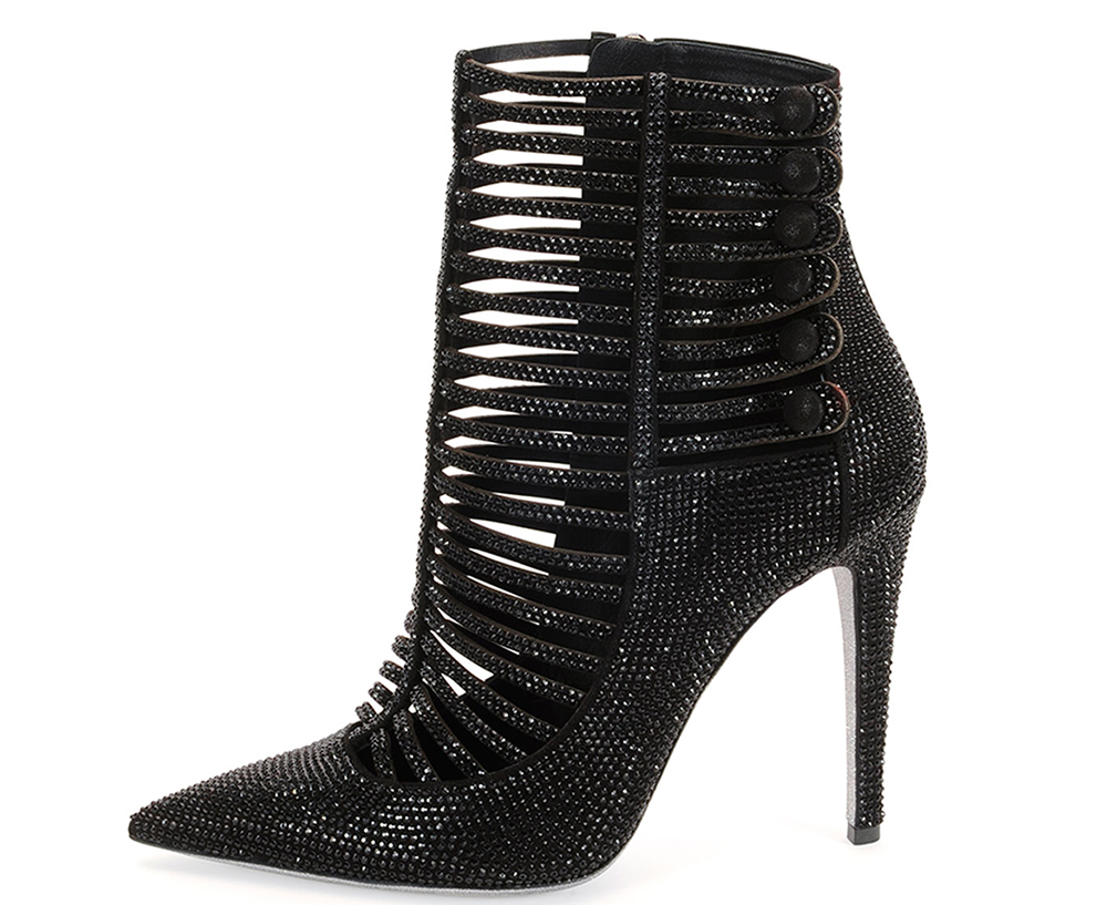 Rene Caovilla Strass Caged High-Heel Booties