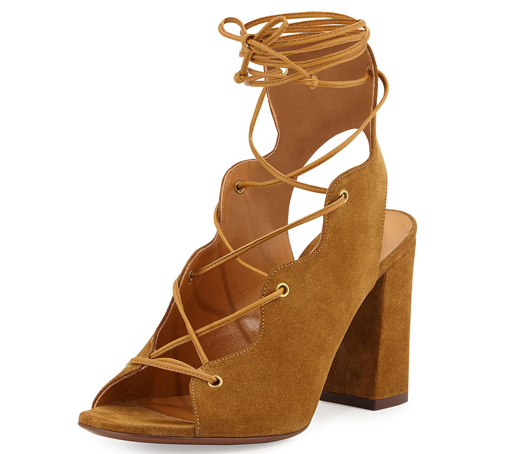 Saint Laurent Babies Suede Lace-Up Sandal