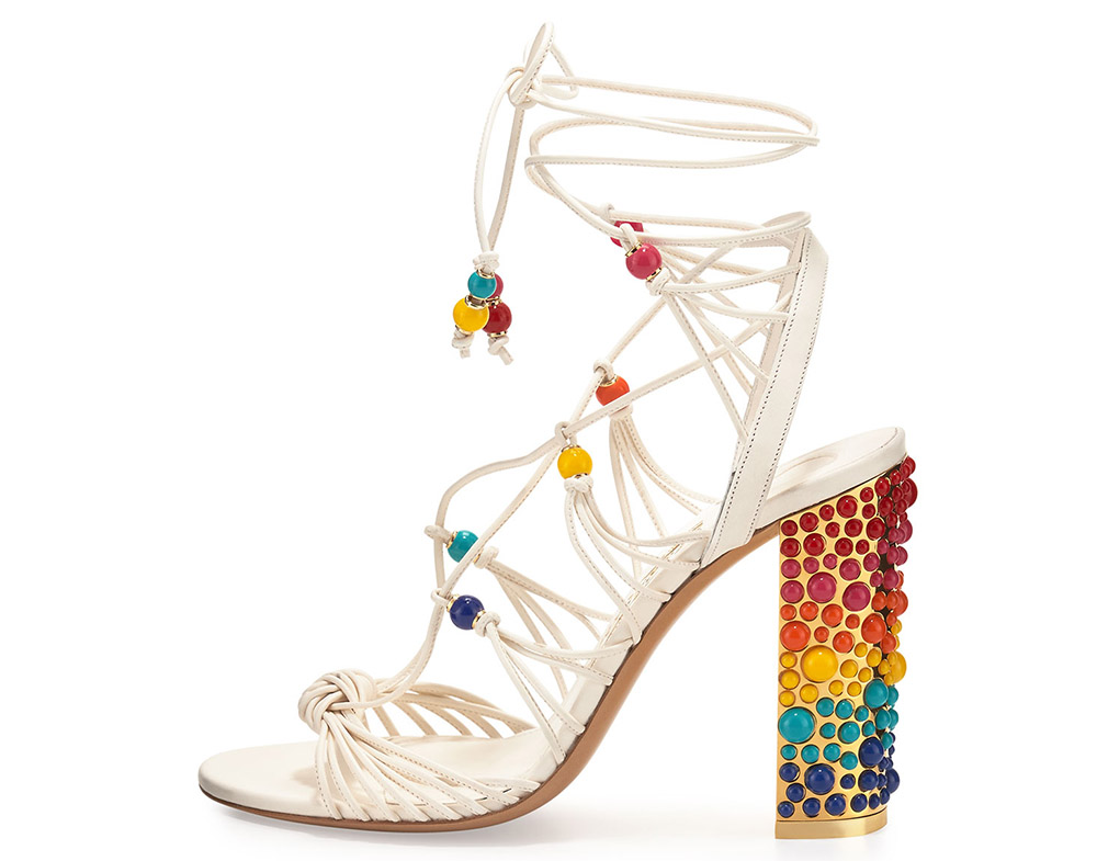 Salvatore Ferragamo Rainbow Beaded Gladiator Sandal