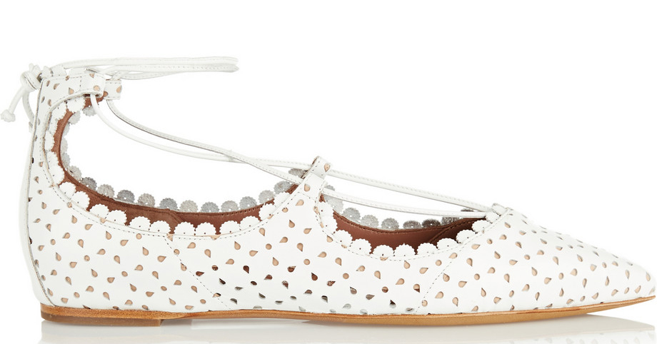 Tabitha Simmons Willa Perforated Leather Point-Toe Flats