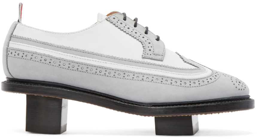 Thom Browne  Grey & White Suede Geisha Brogues