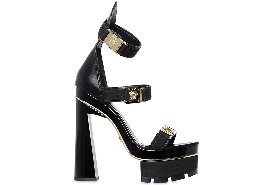 Versace Logo Buckles Leatehr Sandal