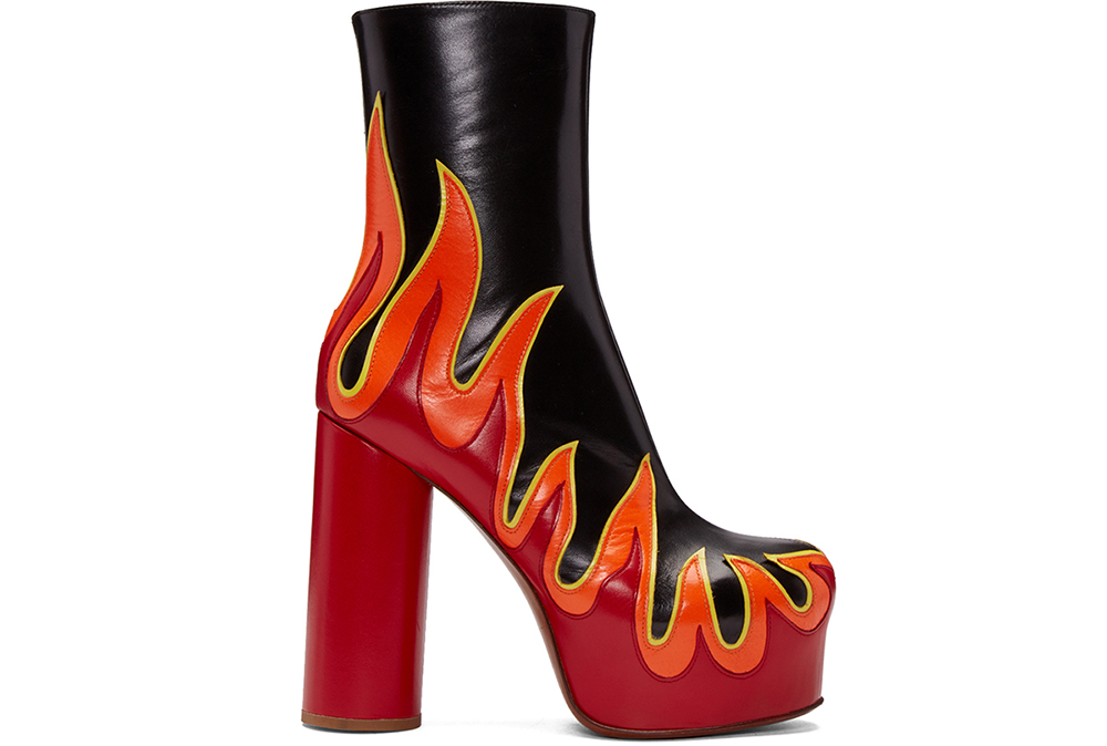 Vetements Black & Red Leather Flame Boots