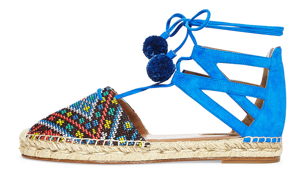 Aquazzura  Belgravia Pompom Flat Espadrille