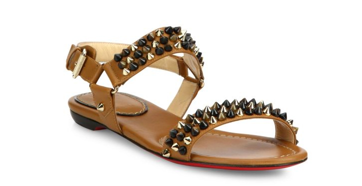 Christian Louboutin Bikee Bike Spiked Leather Flat Sandals