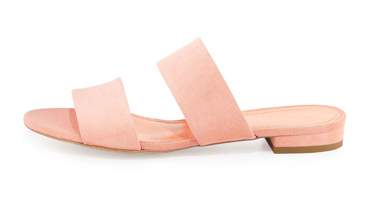 Mansur Gavriel  Suede Two-Band Flat Slide Sandal