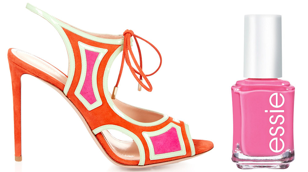 Nicholas Kirkwood Outliner Suede and Patent-Leather Sandals $925 via MATCHESFASHION.COM Essie Mob Square Nail Color $8.50 via Macy's