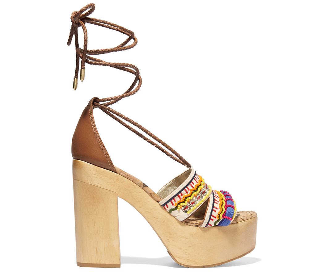 Sam Edelman Mel Embellished Canvas Platform Sandals