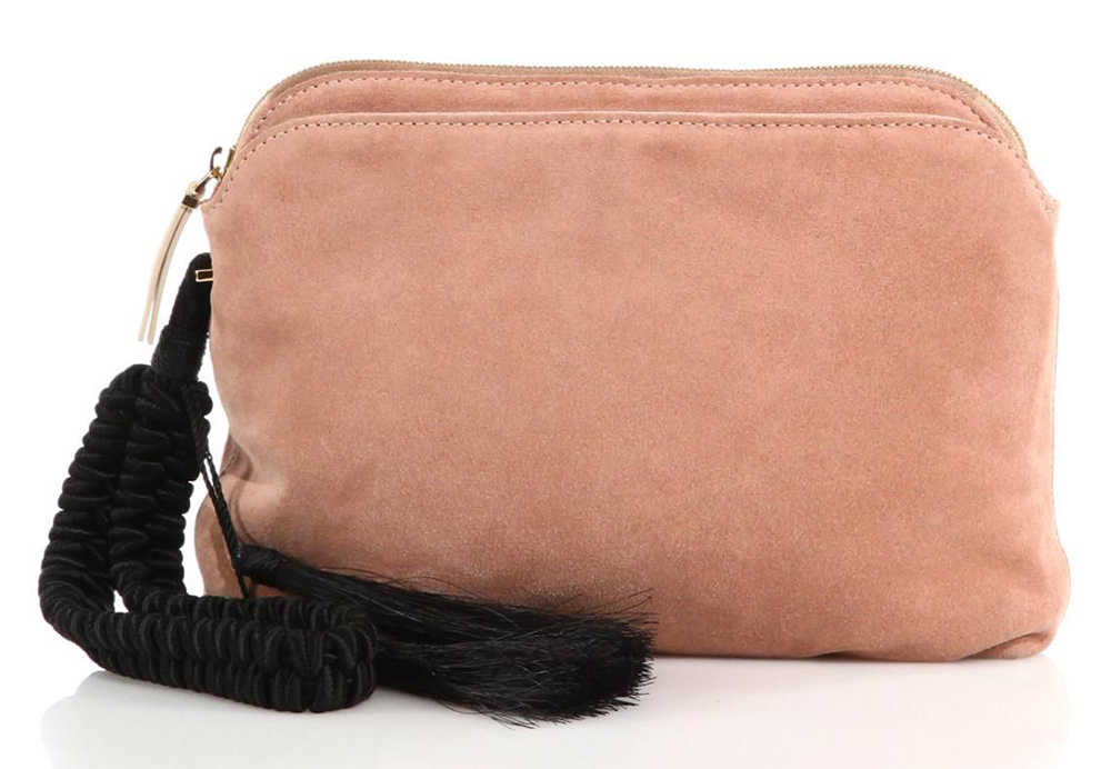 The-Row-Suede-Tassel-Wristlet-Clutch