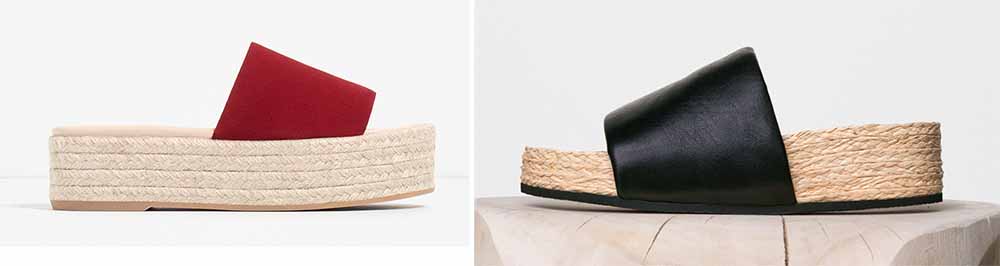 Zara Leather Platform Slides $70 via Zara  Céline Padded Band Sandals $810 via Céline 