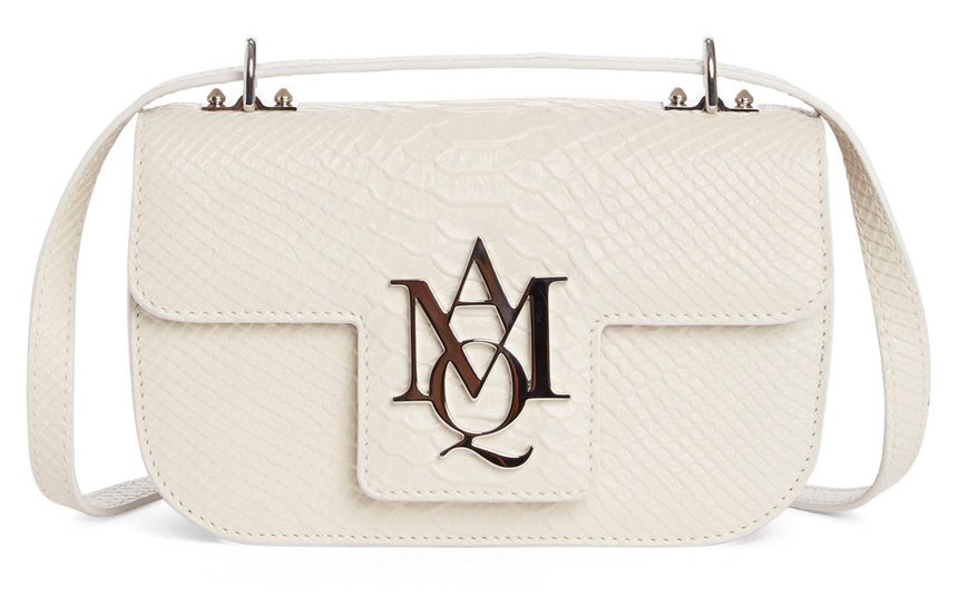 Alexander McQueen Small AMQ Python Embossed Leather Shoulder Bag