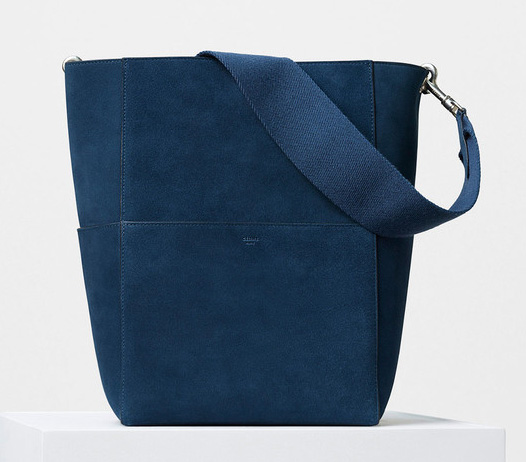 Celine-Seau-Sangle-Shoulder-Bag-Blue-Suede-2350