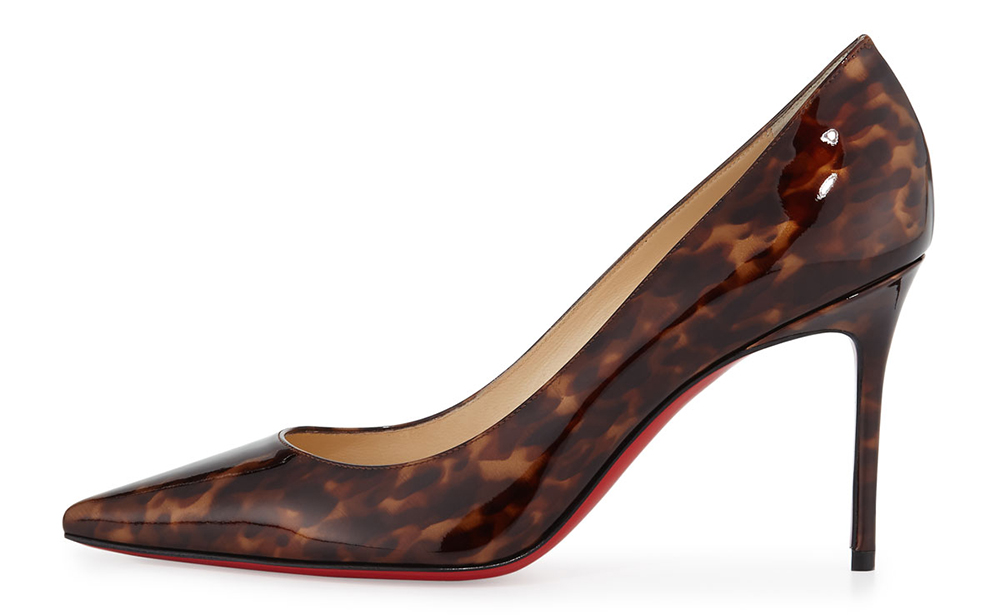 Christian Louboutin  Decollete Leopard-Print Patent Red Sole Pump