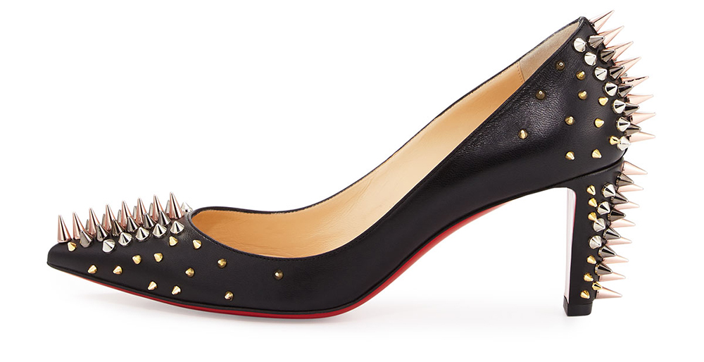 Christian Louboutin  Dinosa Spiked Leather Red Sole Pump