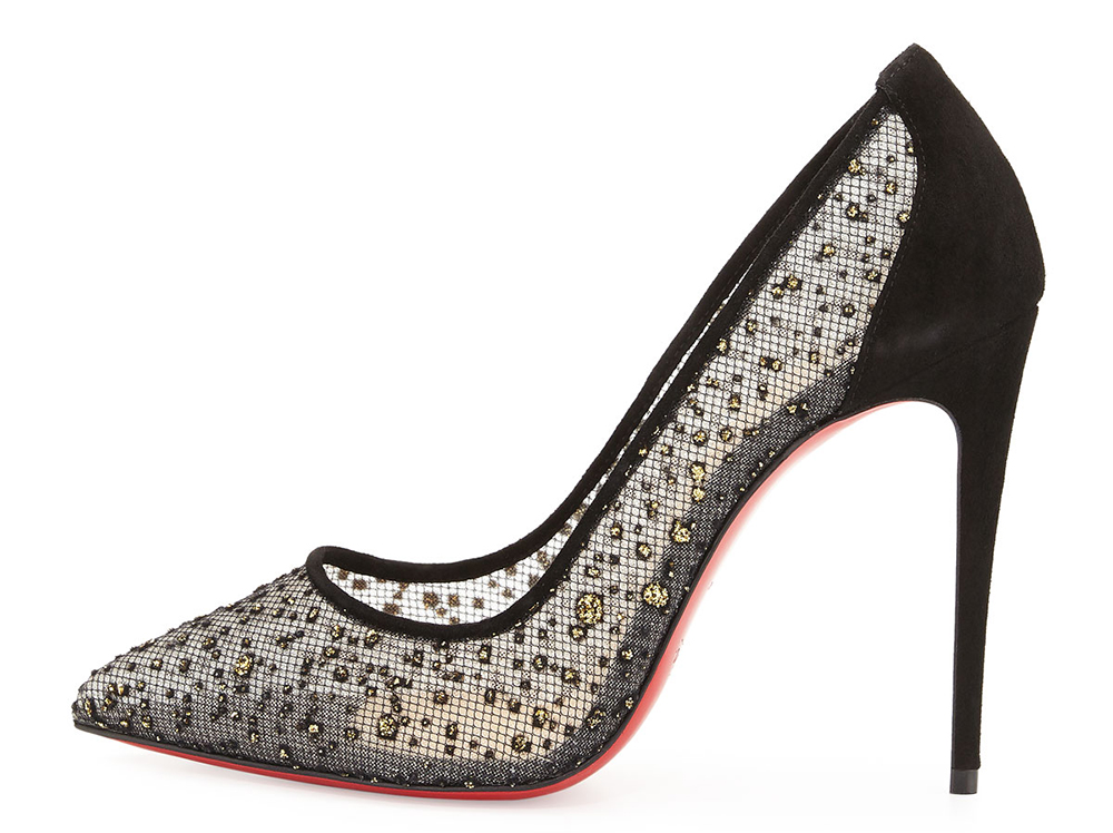 Christian Louboutin Follies Embellished Tulle Red Sole Pump