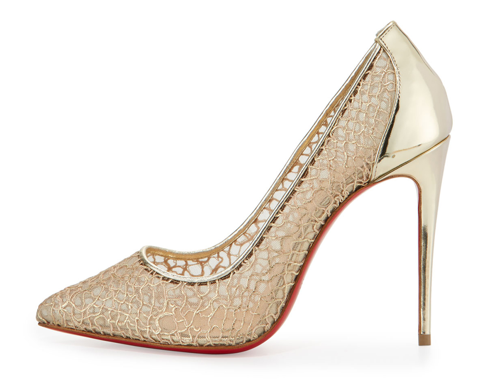 Christian Louboutin Follies Metallic Lace Red Sole Pump