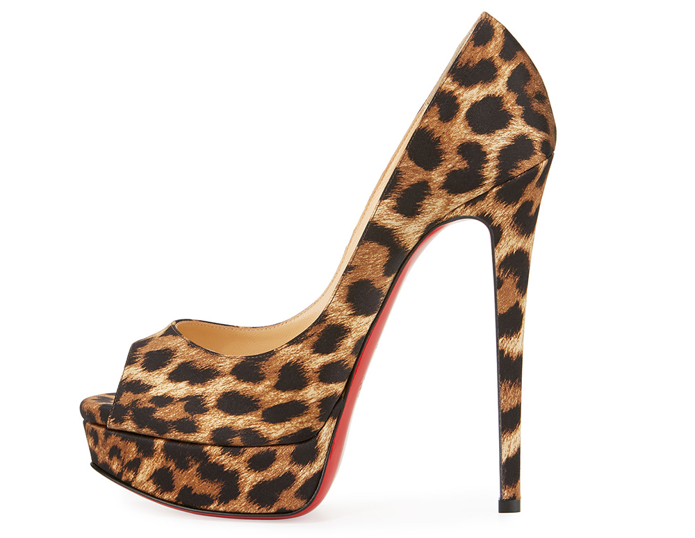 Christian Louboutin Lady Peep Leopard-Print Red Sole Pump