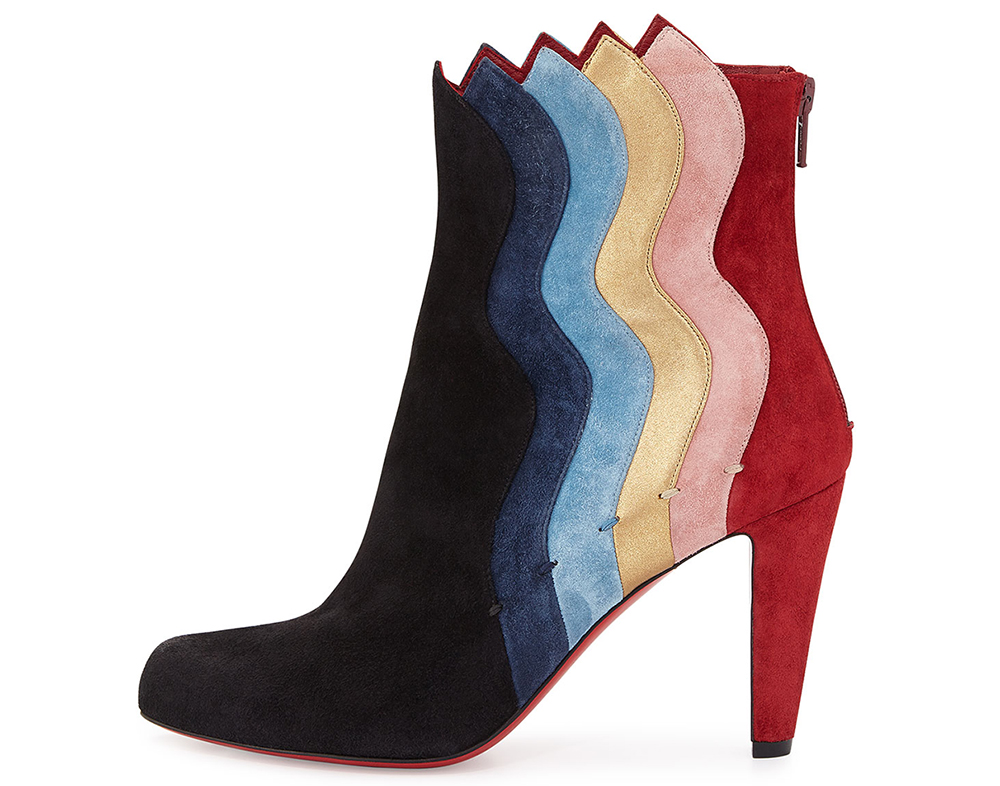 Christian Louboutin Wavy Colorblock Suede Red Sole Boot