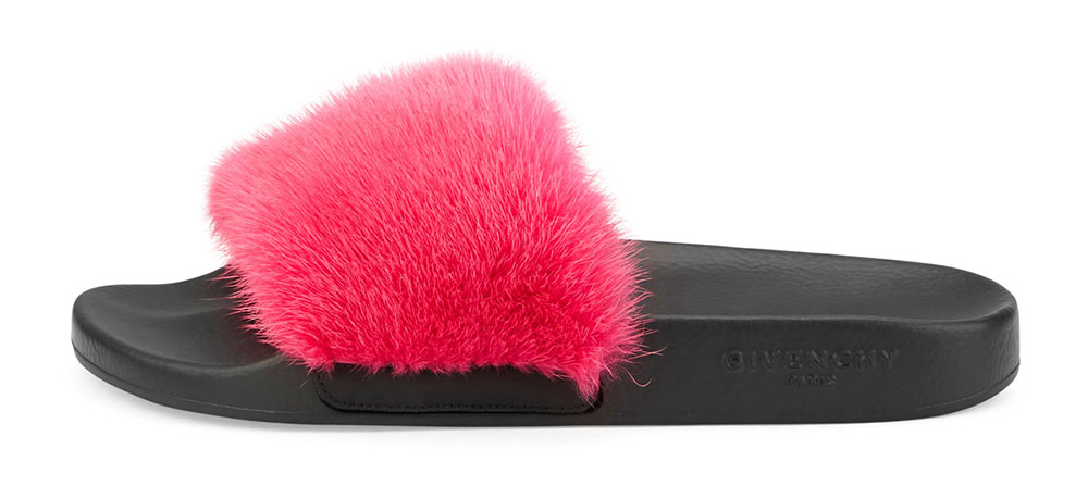 Givenchy--Mink-Fur-&-Rubber-Slide-Sandal