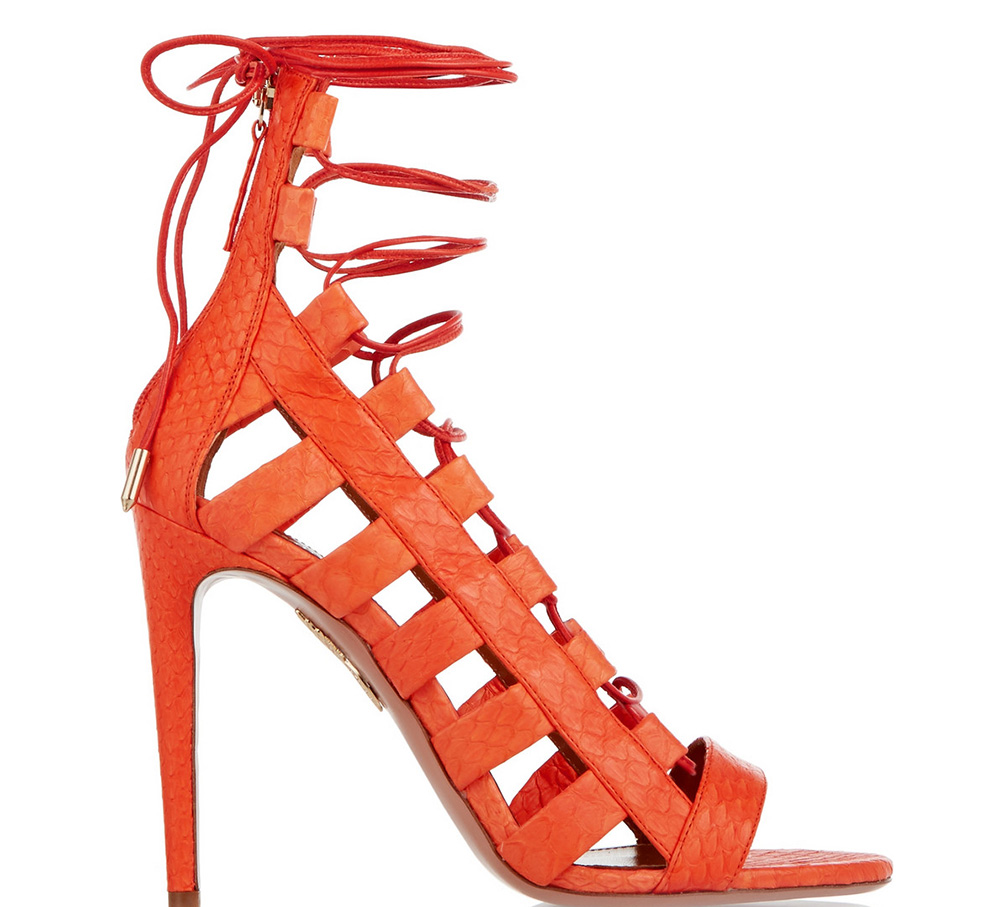 Aquazzura Amazon Lace-Up Elaphe Sandals